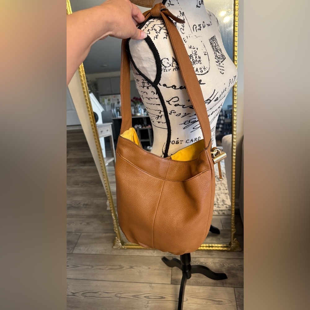 Ellen Degeneres Brown and Yellow Shoulder Bag with Soft Leather